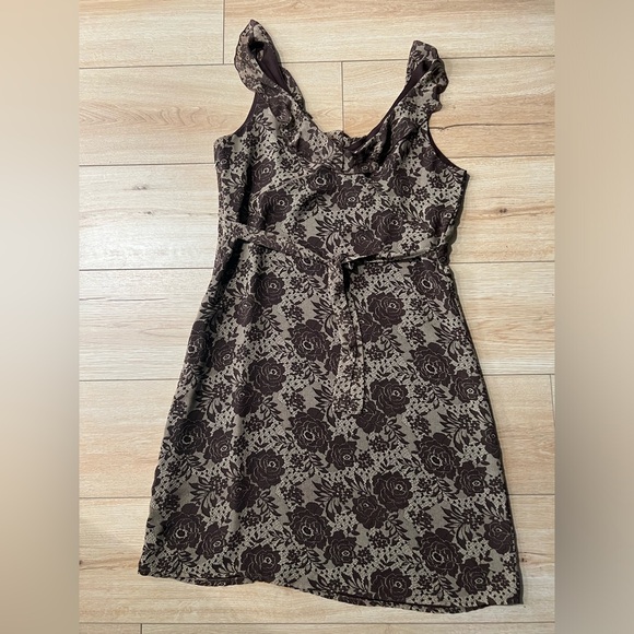 Y2K OLD NAVY - Brown Rose Floral Shift Dress - Picture 2 of 3